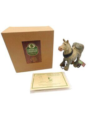 American Chestnut Folk Art Old Roy Plow Horse Pull Toy Figurine With Box